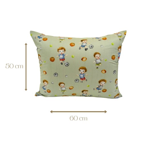 Poszewka Dziecięca 50x60 Bawełniana Piłkarzyki Oliwka
