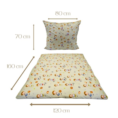 Komplet Pościeli Dziecięcej 120x160 + 50x60 Piłkarzyki Oliwka