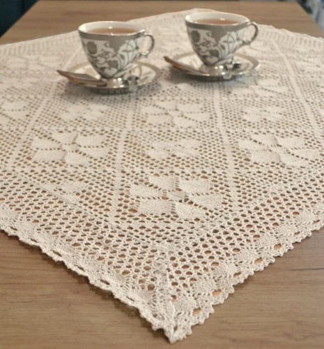 Obrus Szydełkowy Bawełna 85x85 Ecru 