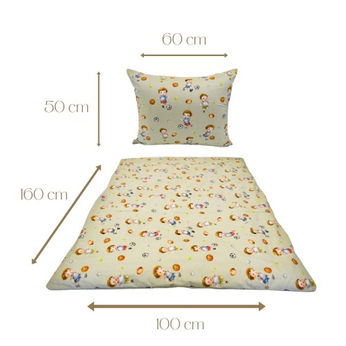 Komplet Pościeli Dziecięcej 100x160 + 50x60 Piłkarzyki Oliwka