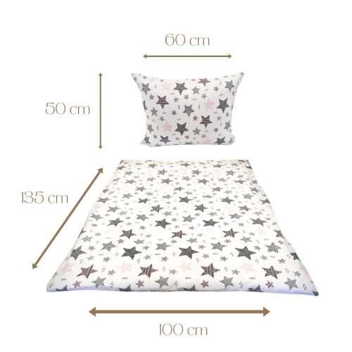 Komplet Pościeli Dziecięcej 100x135 + 50x60 Magia Gwiazd Róż