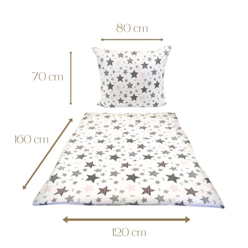 Komplet Pościeli Dziecięcej 120x160 + 70x80 Magia Gwiazd Róż
