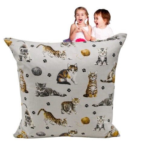 Poszewka Dziecięca 40x40 Bawełniana JAŚ Kotki Łapki Szare