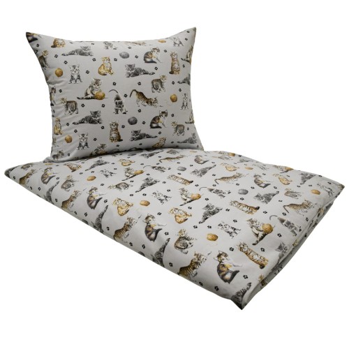 Komplet Pościeli Dziecięcej 100x160 + 70x80 Kotki Łapki Szare
