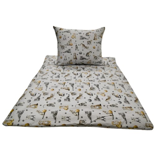 Komplet Pościeli Dziecięcej 100x160 + 70x80 Kotki Łapki Szare