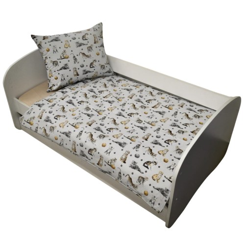 Komplet Pościeli Dziecięcej 100x135 + 50x60 Kotki Łapki Szare