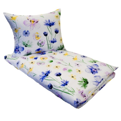 Komplet Pościeli Dziecięcej 100x135 + 40x60 Malowane Bratki Na Białym