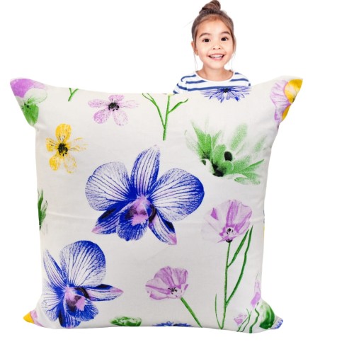 Poszewka Dziecięca 40x40 Bawełniana JAŚ Malowane Bratki Na Białym