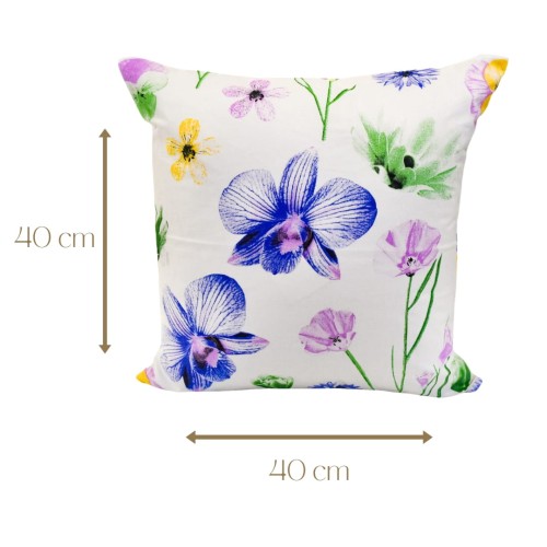 Poszewka Dziecięca 40x40 Bawełniana JAŚ Malowane Bratki Na Białym