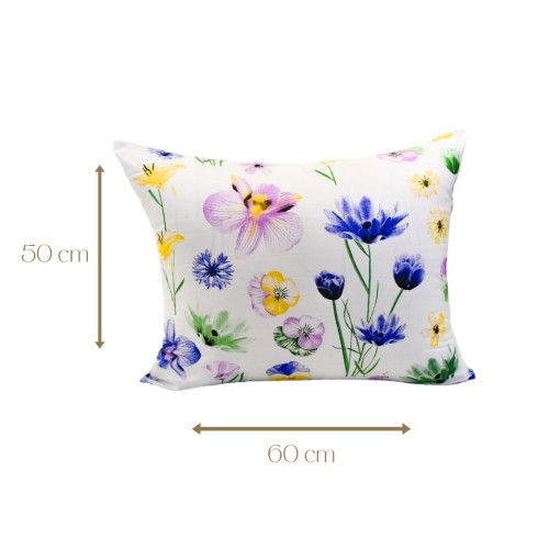 Poszewka Dziecięca 50x60 Bawełniana Malowane Bratki Na Białym