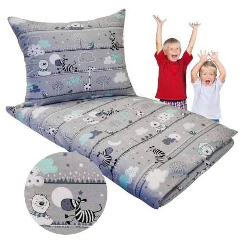 Komplet Pościeli Dziecięcej 100x135 + 50x60 Misie Zdzisie Seledyn