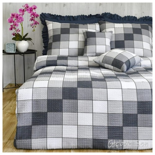 Komplet Pościeli Kora 140x200 1x70/80 Krata 3D Szara