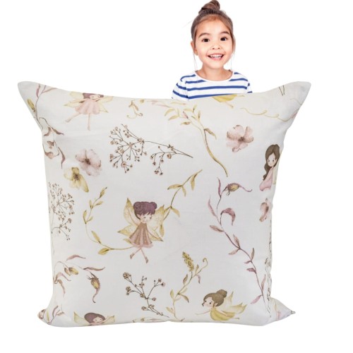 Poszewka Dziecięca 40x40 Bawełniana JAŚ Wróżki Biel