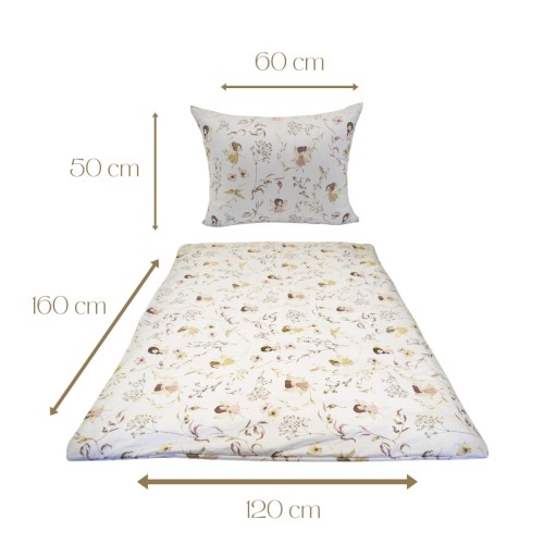 Komplet Pościeli Dziecięcej 120x160 + 50x60 Wróżki Biel