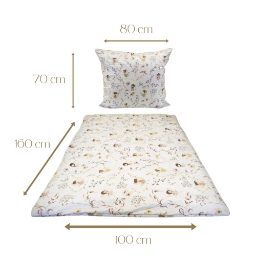 Komplet Pościeli Dziecięcej 100x160 + 70x80 Wróżki Biel