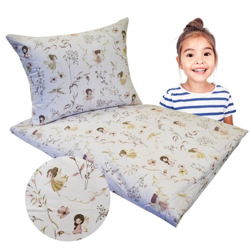 Komplet Pościeli Dziecięcej 100x160 + 50x70 Wróżki Biel