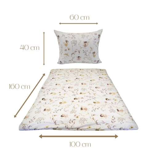 Komplet Pościeli Dziecięcej 100x160 + 40x60 Wróżki Biel
