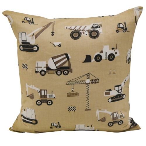 Poszewka Dziecięca 40x40 Bawełniana JAŚ Koparki Beżowe