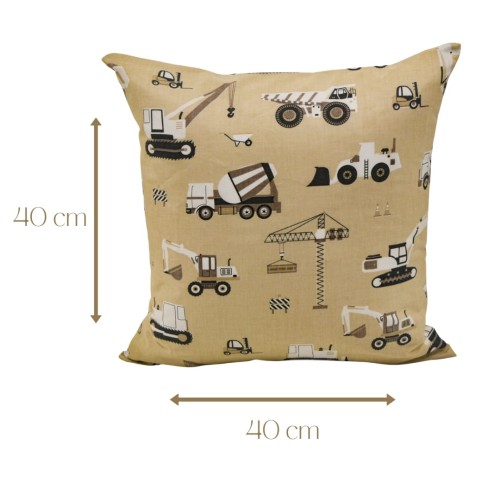 Poszewka Dziecięca 40x40 Bawełniana JAŚ Koparki Beżowe
