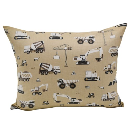 Poszewka Dziecięca 50x60 Bawełniana Koparki Beżowe