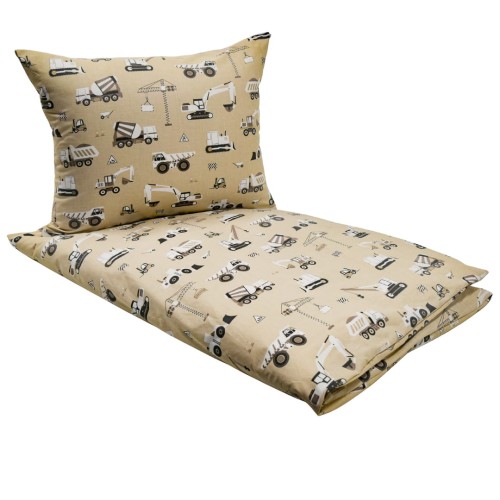 Komplet Pościeli Dziecięcej 100x160 + 50x70 Koparki Beżowe