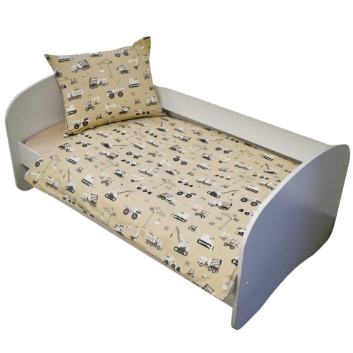 Komplet Pościeli Dziecięcej 100x160 + 70x80 Koparki Beżowe