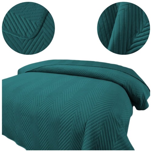 Narzuta Dekoracyjna 220x240 Tłoczona Welurowa Morski