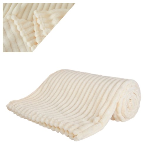 Koc Narzuta 200x220 Mikrofibra Tłoczony Biały