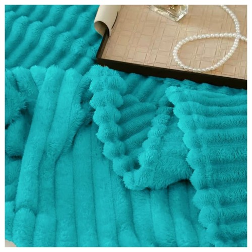 Koc Narzuta 200x220 Mikrofibra Tłoczony Turkusowy