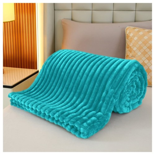 Koc Narzuta 200x220 Mikrofibra Tłoczony Turkusowy
