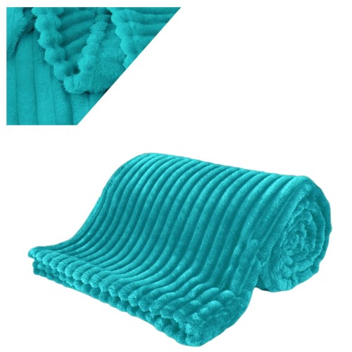 Koc Narzuta 200x220 Mikrofibra Tłoczony Turkusowy