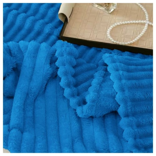 Koc Narzuta 200x220 Mikrofibra Tłoczony Niebieski