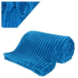 Koc Narzuta 200x220 Mikrofibra Tłoczony Niebieski