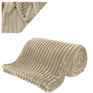 Koc Narzuta 200x220 Mikrofibra Tłoczony Krem