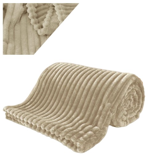 Koc Narzuta 200x220 Mikrofibra Tłoczony Krem