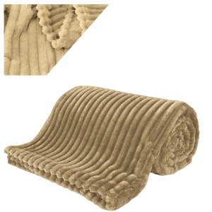 Koc Narzuta 200x220 Mikrofibra Tłoczony Jasny Brąz