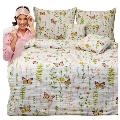Komplet Pościeli Kora 200x220 2x70/80 Motyle Kolorowe