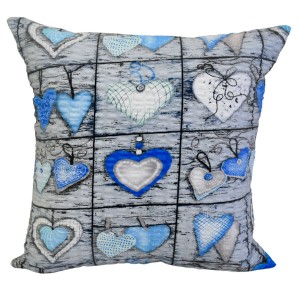 Poszewka 40x40 Kora JAŚ Serca Na Desce Niebieskie