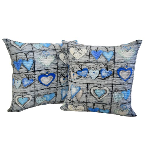 Poszewka 40x40 Kora JAŚ Serca Na Desce Niebieskie