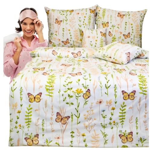 Komplet Pościeli Bawełnianej 140x200 1x70/80 Motyle Kolorowe