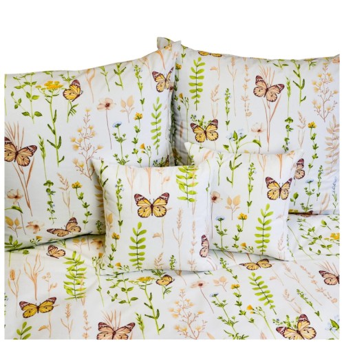 Komplet Pościeli Bawełnianej 140x200 2x70/80 Motyle Kolorowe