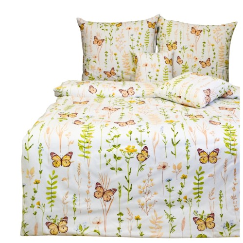 Komplet Pościeli Bawełnianej 140x200 2x70/80 Motyle Kolorowe