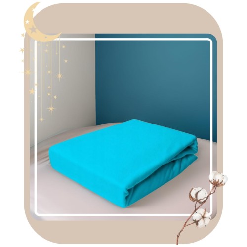 Prześcieradło JERSEY Bez Gumki  200x220 Turkus 100% Bawełniane