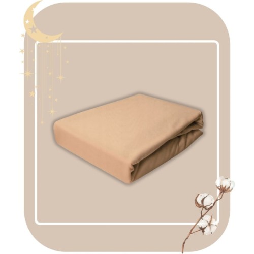 Prześcieradło JERSEY Bez Gumki  140x200 Beżowe 100% Bawełniane