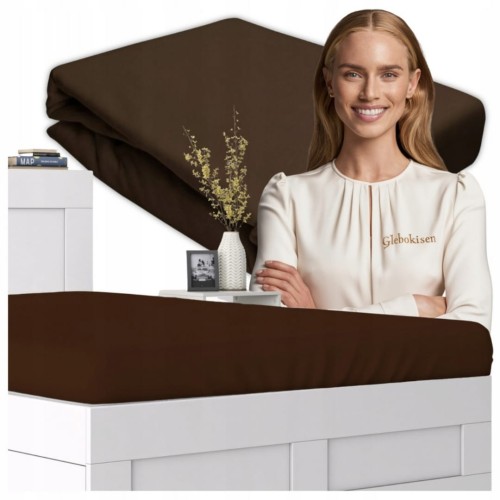 Prześcieradło JERSEY Bez Gumki  180x200 Czekolada 100% Bawełniane