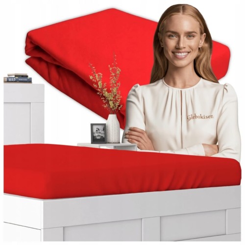 Prześcieradło JERSEY Bez Gumki  140x200 Czerwone 100% Bawełniane