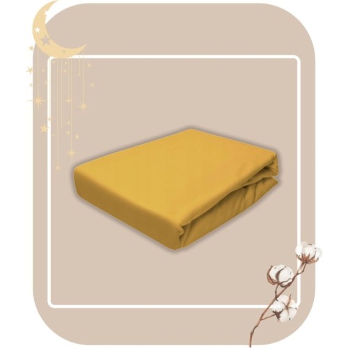 Prześcieradło JERSEY Bez Gumki  200x200 Musztarda 100% Bawełniane