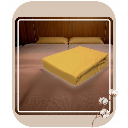 Prześcieradło JERSEY Bez Gumki 200x220 Musztarda 100% Bawełniane