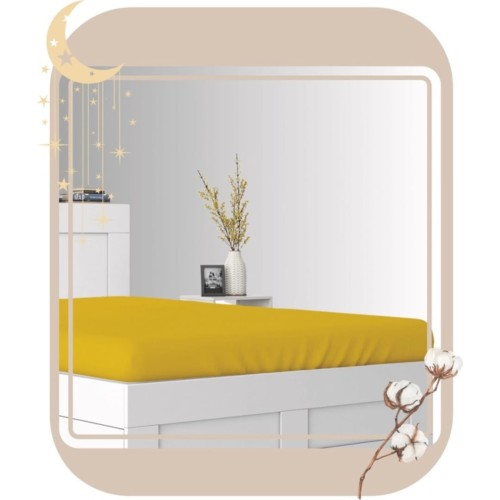 Prześcieradło JERSEY Bez Gumki 160x200 Musztarda 100% Bawełniane