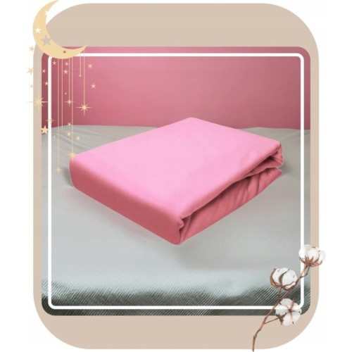 Prześcieradło JERSEY Bez Gumki  180x200 Różowe 100% Bawełniane